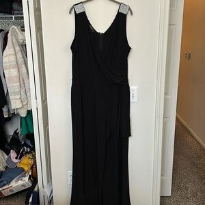 Sleeveless black and rhinestone strap wide leg pant set size 2X